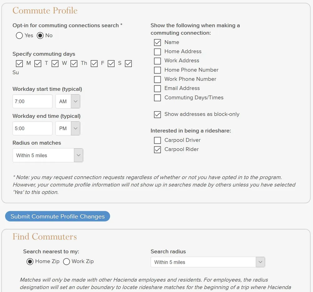 HACIENDA RIDESHARE SYSTEM