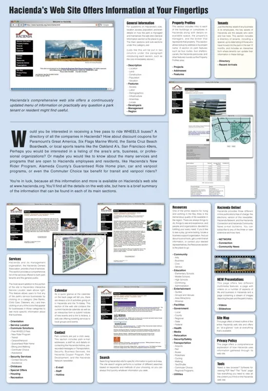Hacienda Web Site Information